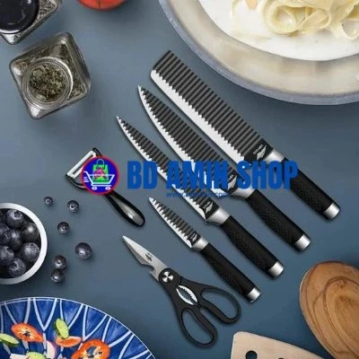 Zepter International 6‑Piece Kitchen Knife Set – Stainless Steel Knives, Peeler & Scissors